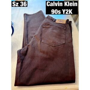 Calvin Klein Y2K Dark Brown Jeans 90s Made in USA Sz 36 Perfect Condition